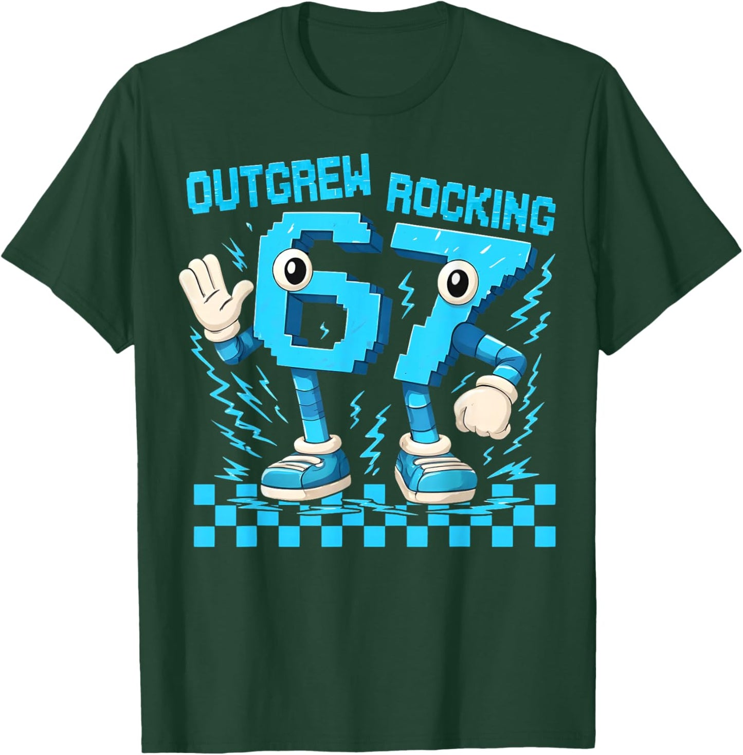 Funny Brainrot Outgrew 6 Rocking 7 Birthday Boy Gift Kid T-Shirt - T-Shirt | Forest