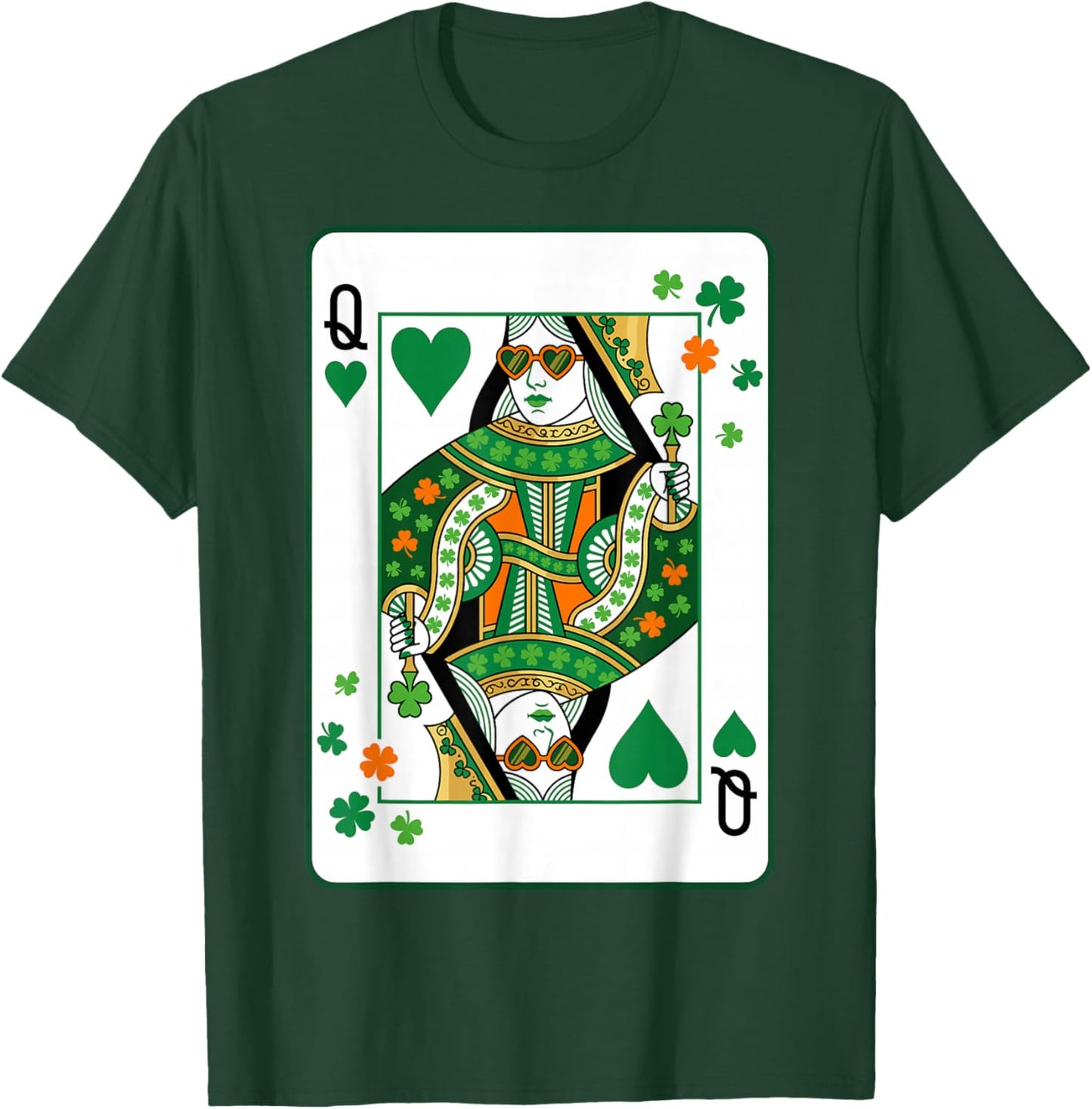Queen of Hearts Classic Card Game Irish Saint Patrick's Day T-Shirt - T-Shirt | Forest