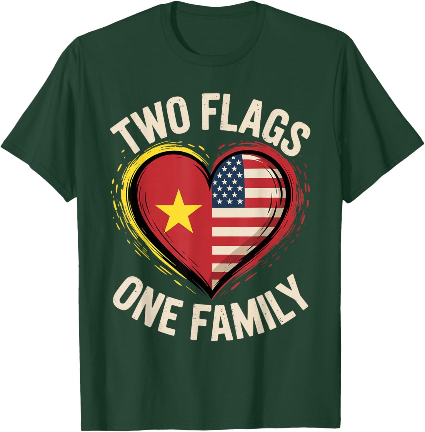 Vietnam USA Two Flags One Family American Vietnamese Roots T-Shirt - T-Shirt | Forest