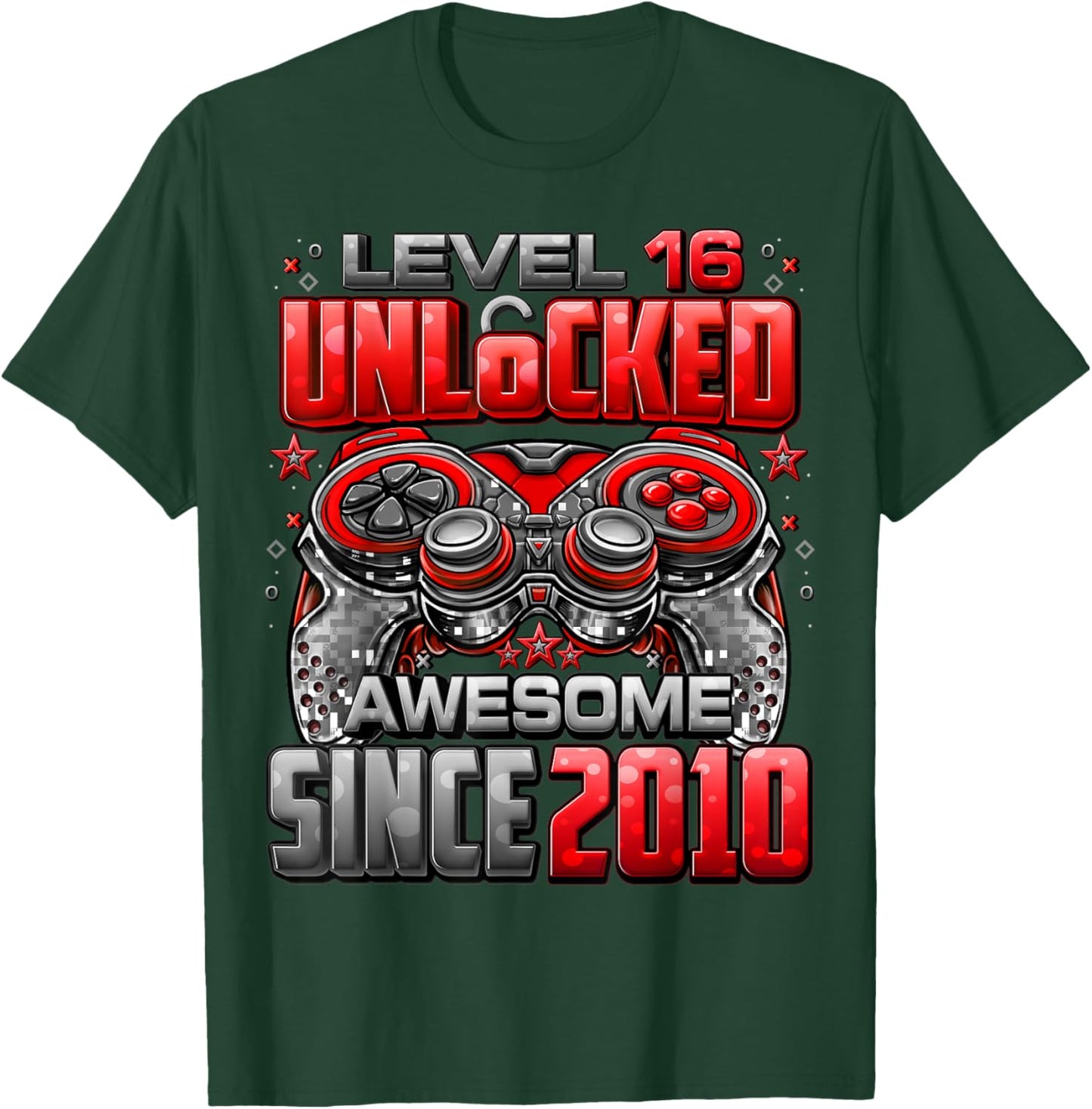 Level 16 Unlocked Awesome Since 2010 16th Birthday Gaming T-Shirt - T-Shirt | Forest