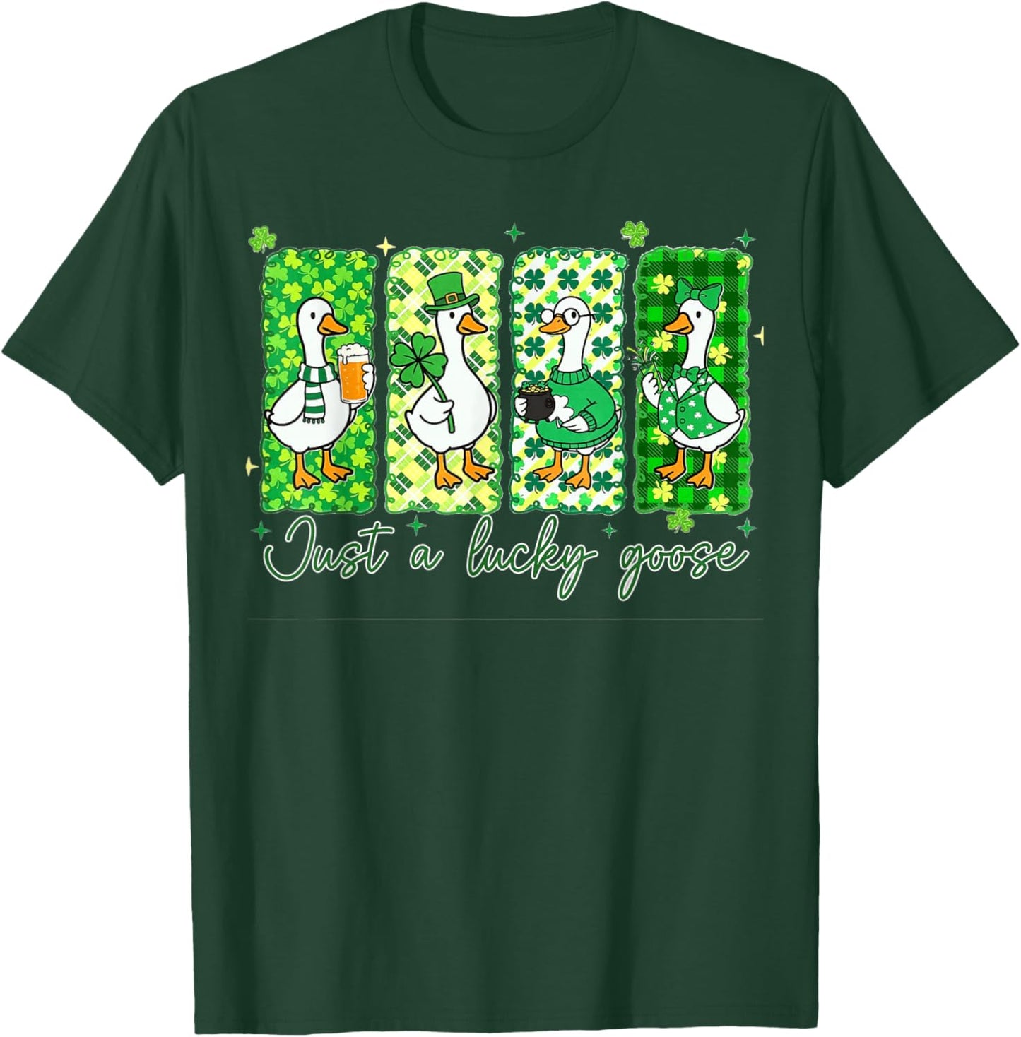 Just A Lucky Goose, St Patricks Day Goose T-Shirt - T-Shirt | Forest