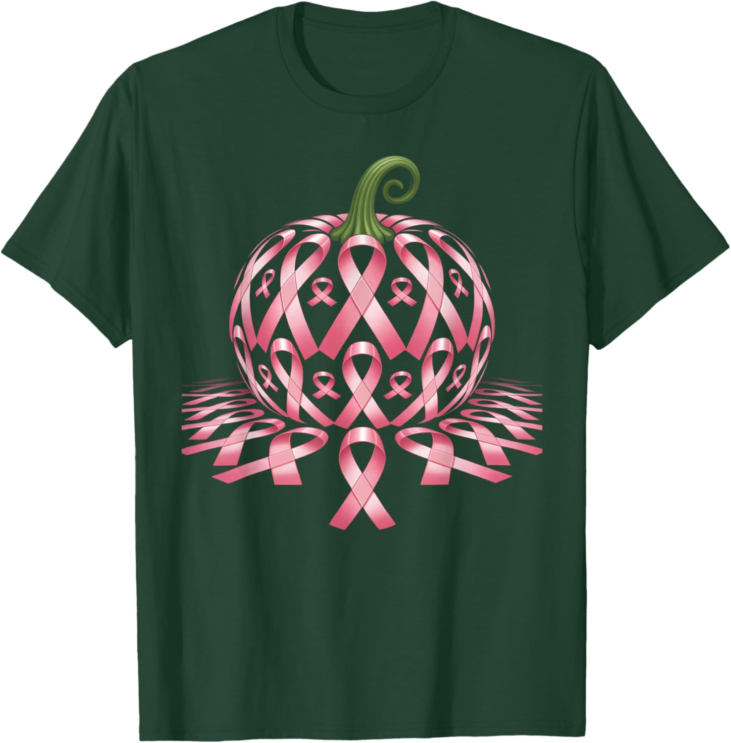 Halloween Pink Ribbon Pumpkin Breast Cancer Awareness T-Shirt - T-Shirt | Forest