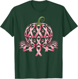 Halloween Pink Ribbon Pumpkin Breast Cancer Awareness T-Shirt - T-Shirt | Forest