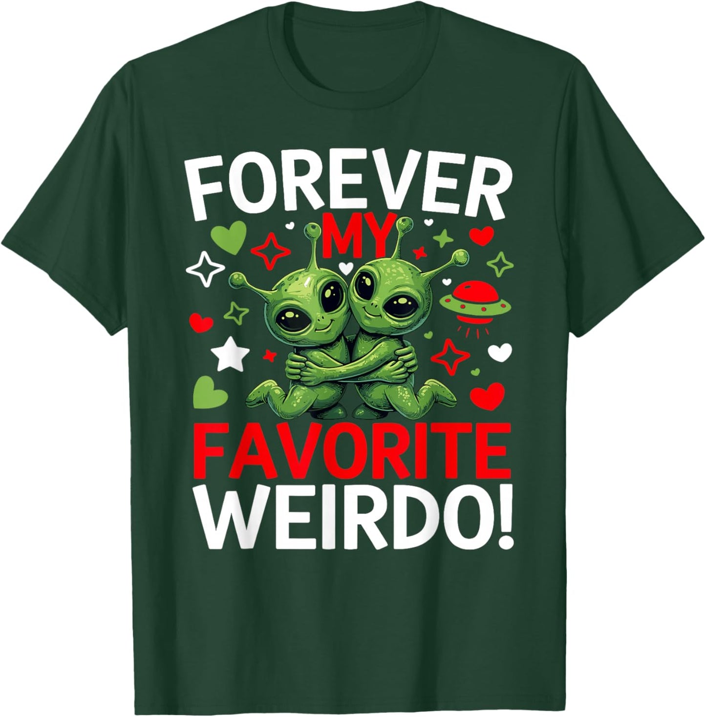 Valentines Day Cute Alien Funny Couple Quirky Humor Sci-fi T-Shirt - T-Shirt | Forest