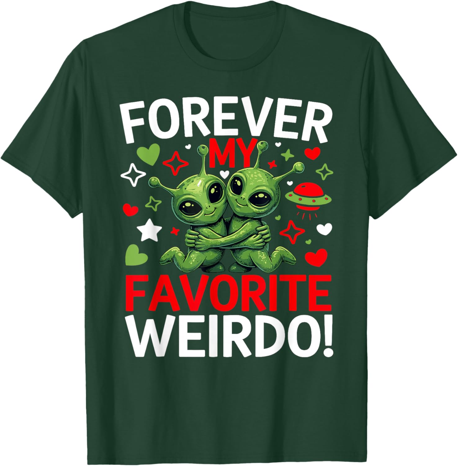 Valentines Day Cute Alien Funny Couple Quirky Humor Sci-fi T-Shirt - T-Shirt | Forest
