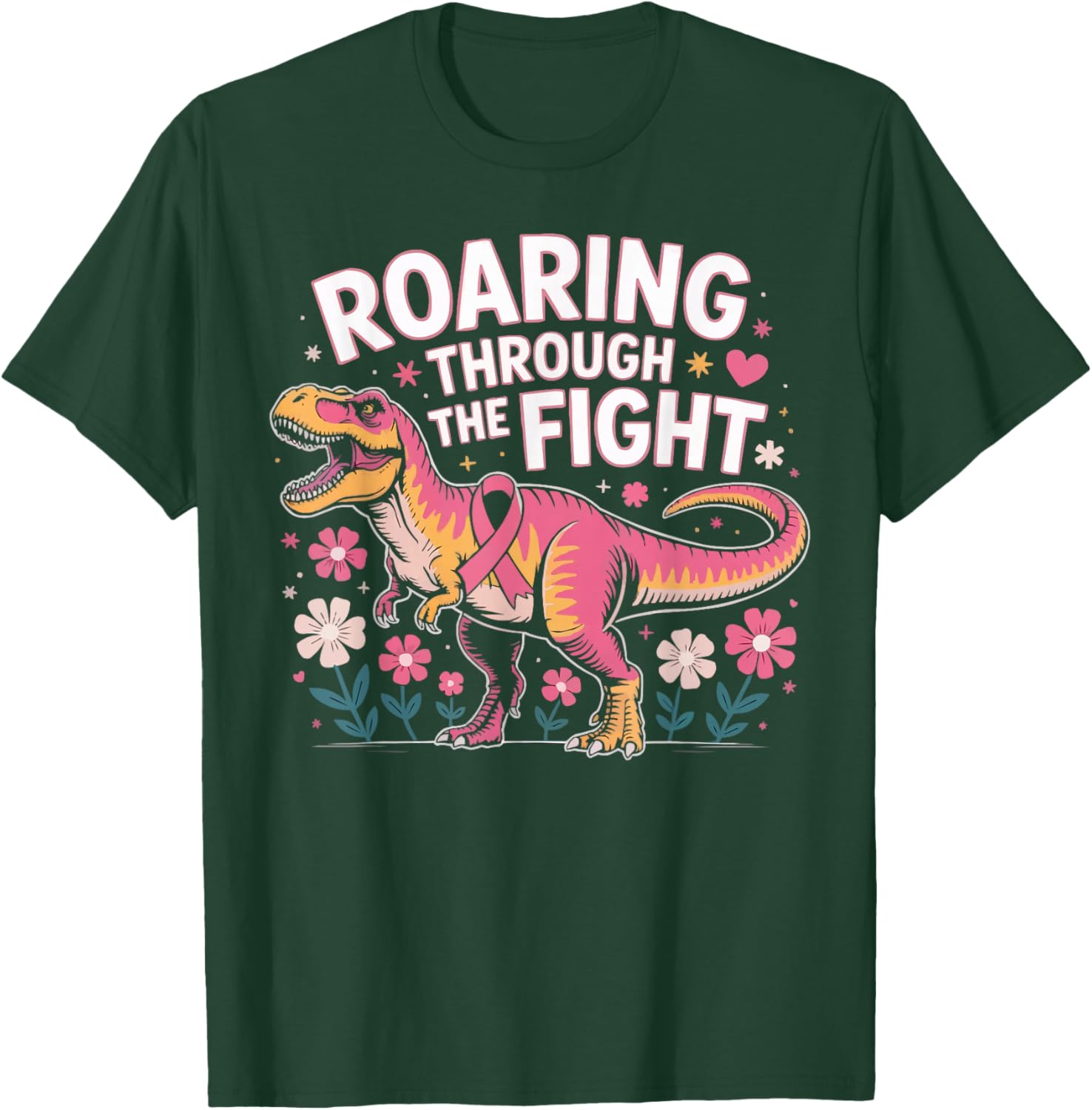 Breast Cancer Awareness Dinosaur Paleontologist Pink Ribbon T-Shirt - T-Shirt | Forest