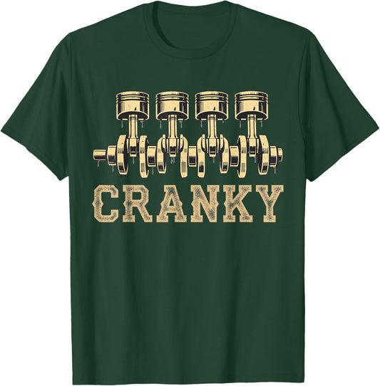 Cranky Car Engine Crankshaft Auto Car Garage Mechanical T-Shirt - T-Shirt | Forest