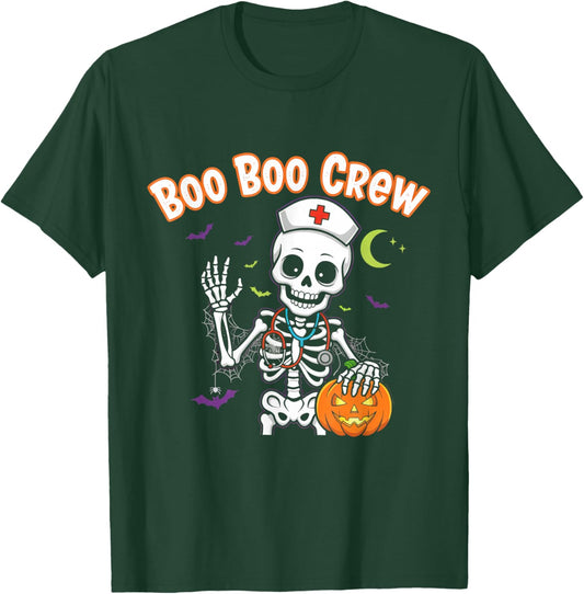 Boo Boo Crew Nurse Halloween Funny Skelton Nurse Halloween T-Shirt - T-Shirt | Forest