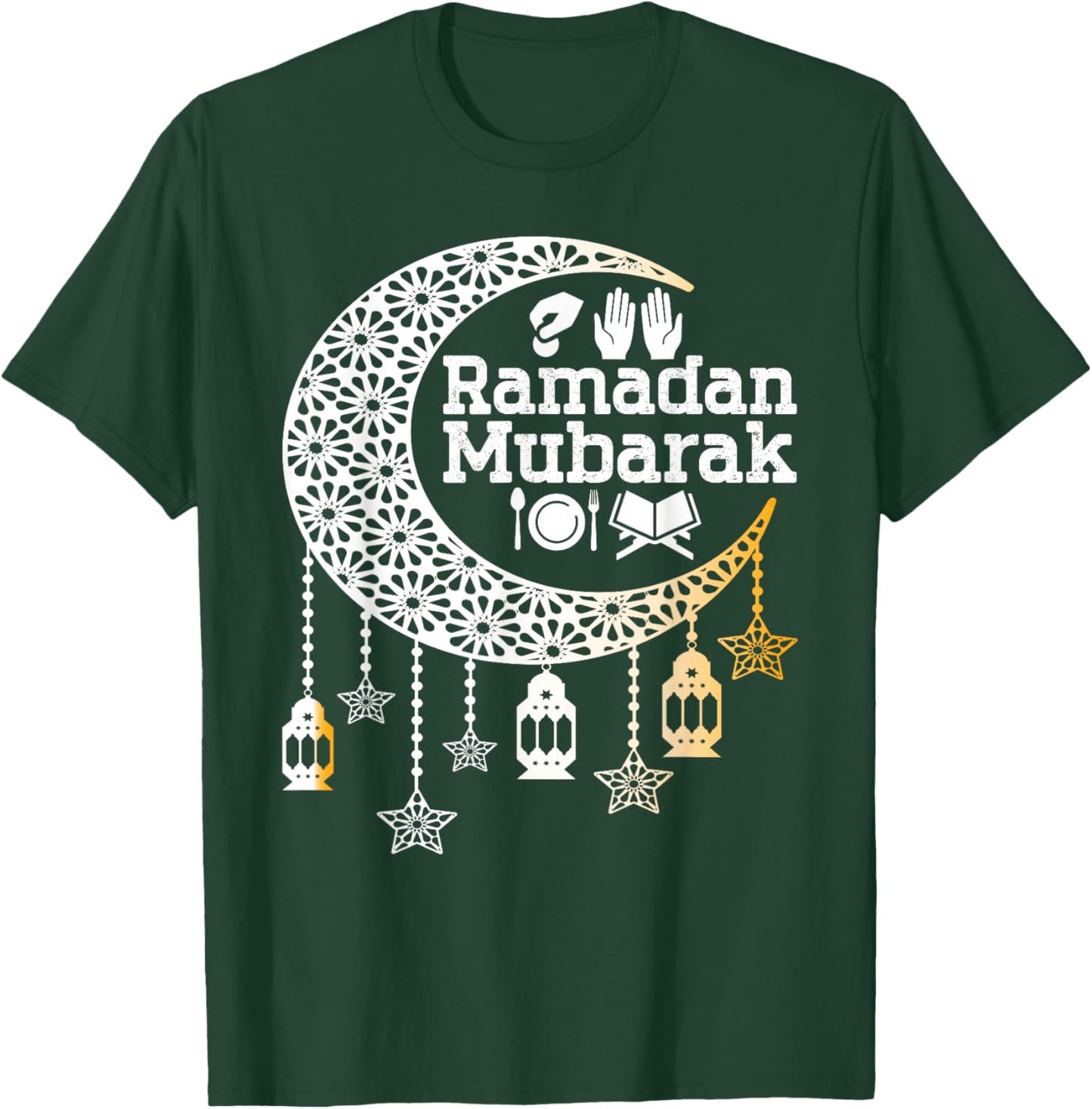 Happy Ramadan Mubarak Islamic Calligraphy Faith Family Funny T-Shirt - T-Shirt | Forest