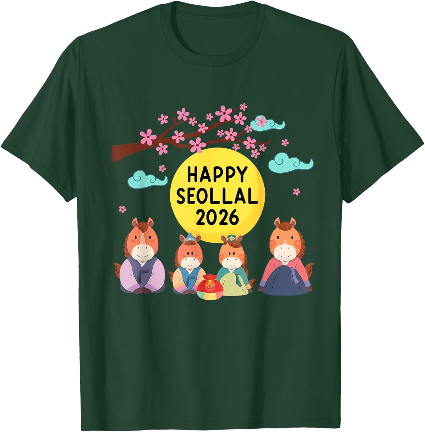 Seollal 2026 Korean Lunar New Year Decorations Year of Horse T-Shirt - T-Shirt | Forest