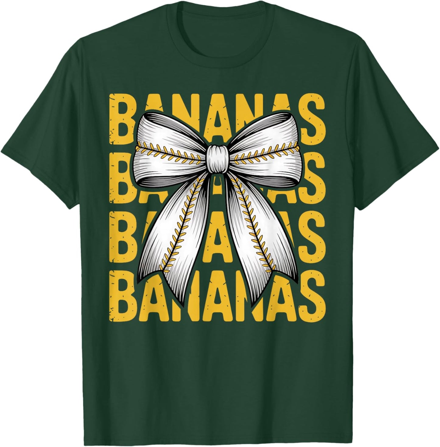 Bananas Coquette Bow Retro Stacked Text Women Girls Kids T-Shirt - T-Shirt | Forest