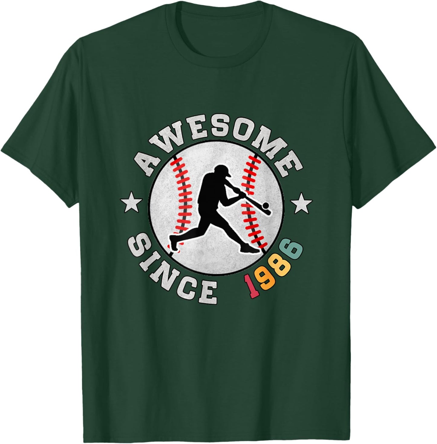 Birthday Baseball Lover Gift 40 Years Old Awesome Since 1986 T-Shirt - T-Shirt | Forest