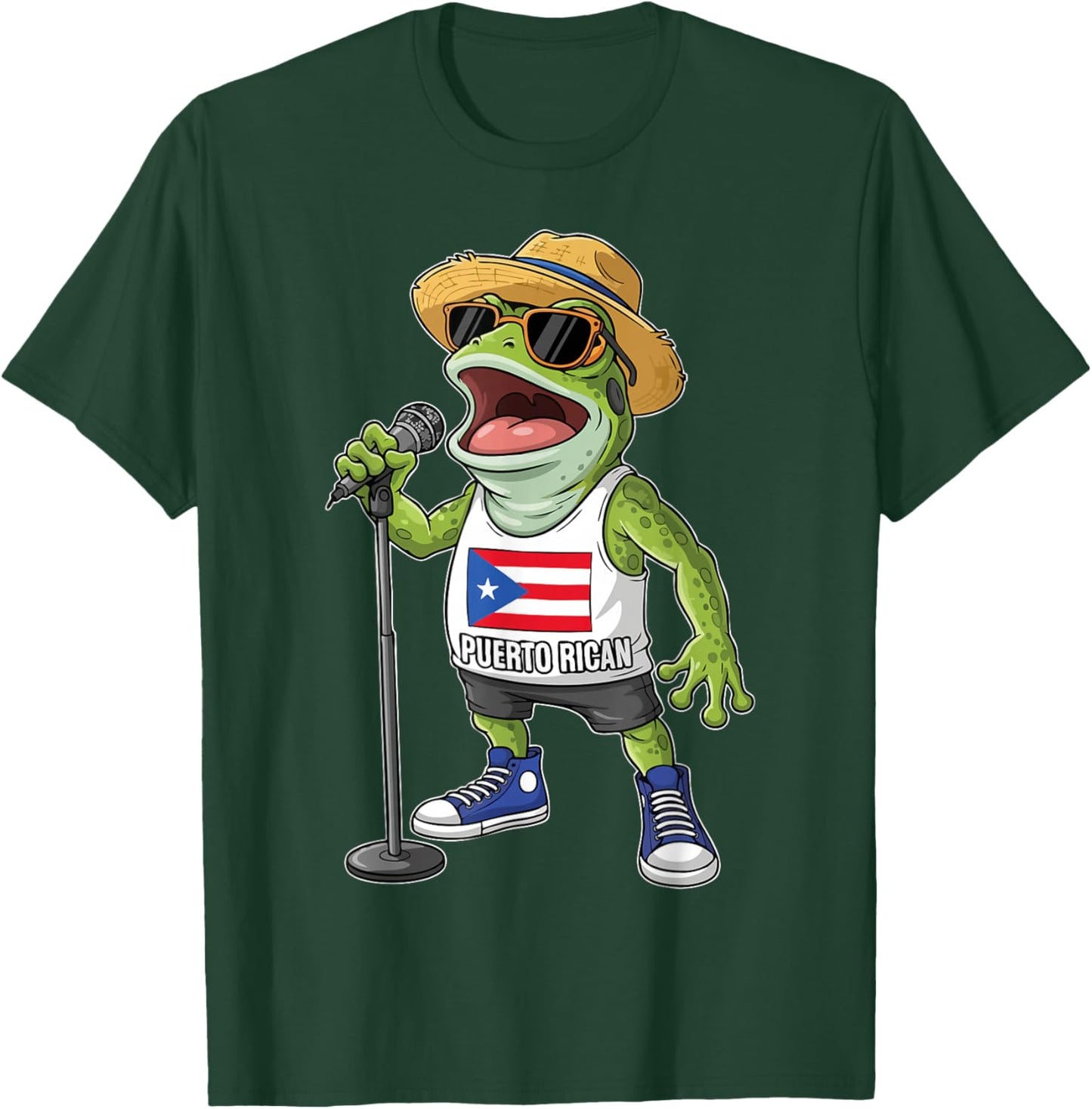 Singing Coqui Puerto Rican Frog Sunglasses Boricua Hat T-Shirt - T-Shirt | Forest