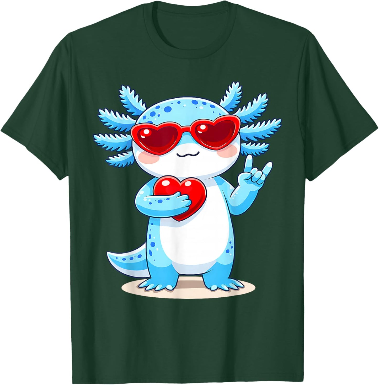 Cute Axolotl Valentines Day Love Funny Axolotl Boys Kids T-Shirt - T-Shirt | Forest