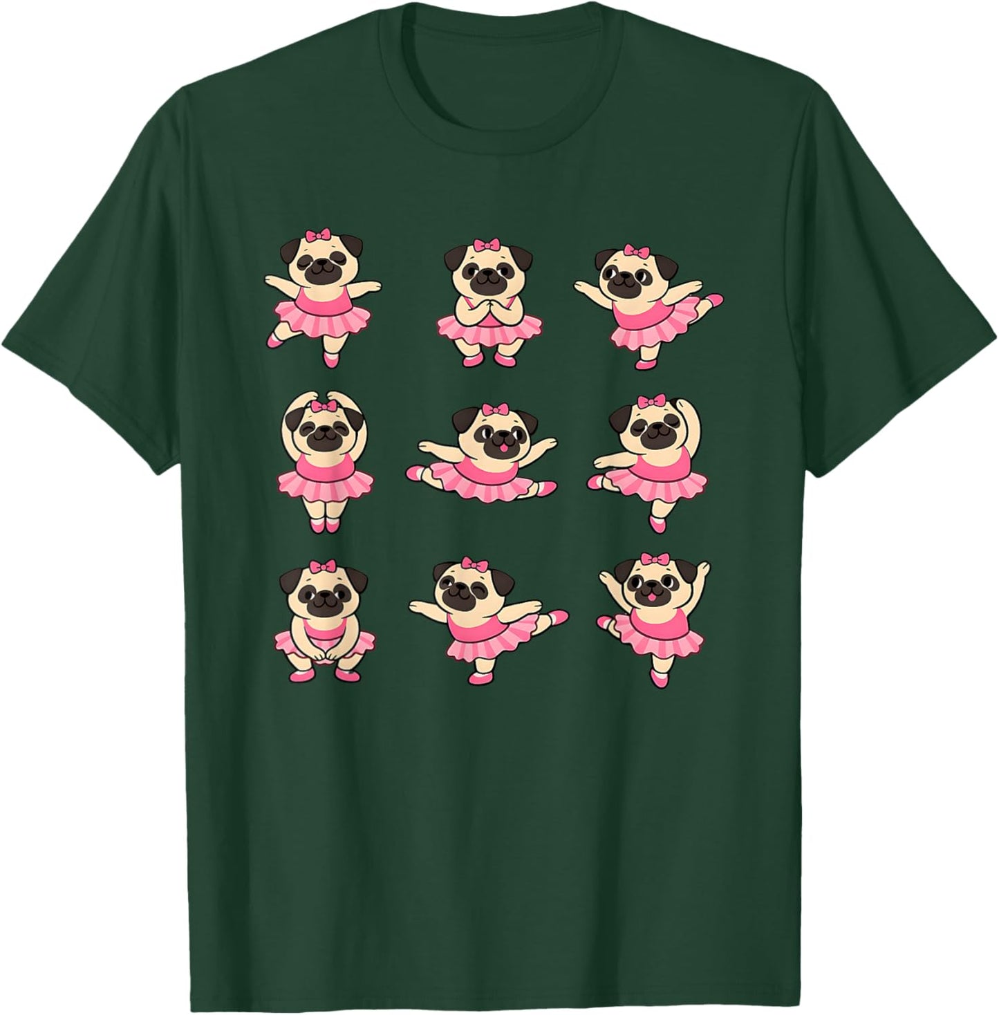 Cute Ballet Pug Puppy in Pink Tutu Dancing T-Shirt - T-Shirt | Forest