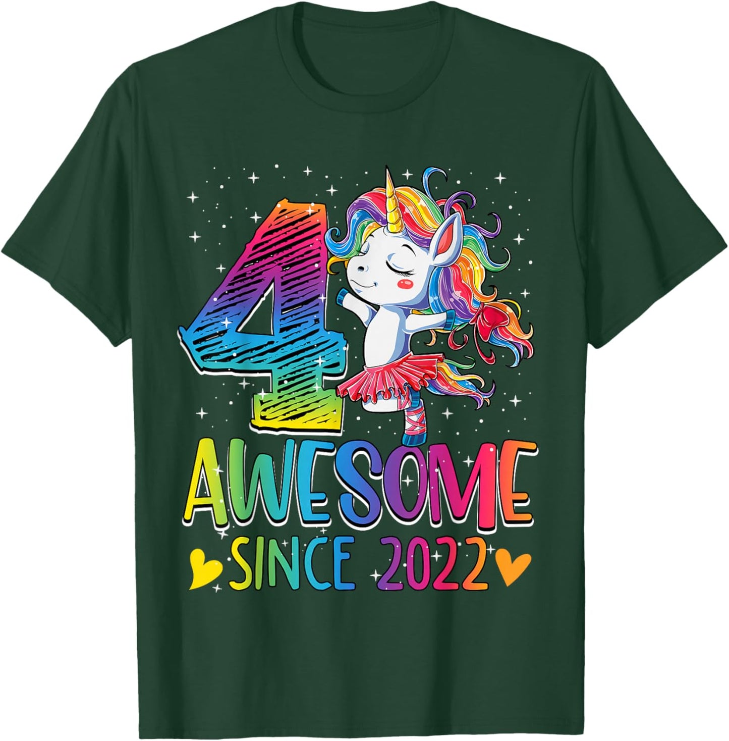 4th Birthday Unicorn Outfit for 4 Year Old Girls Since 2022 T-Shirt - T-Shirt | Forest