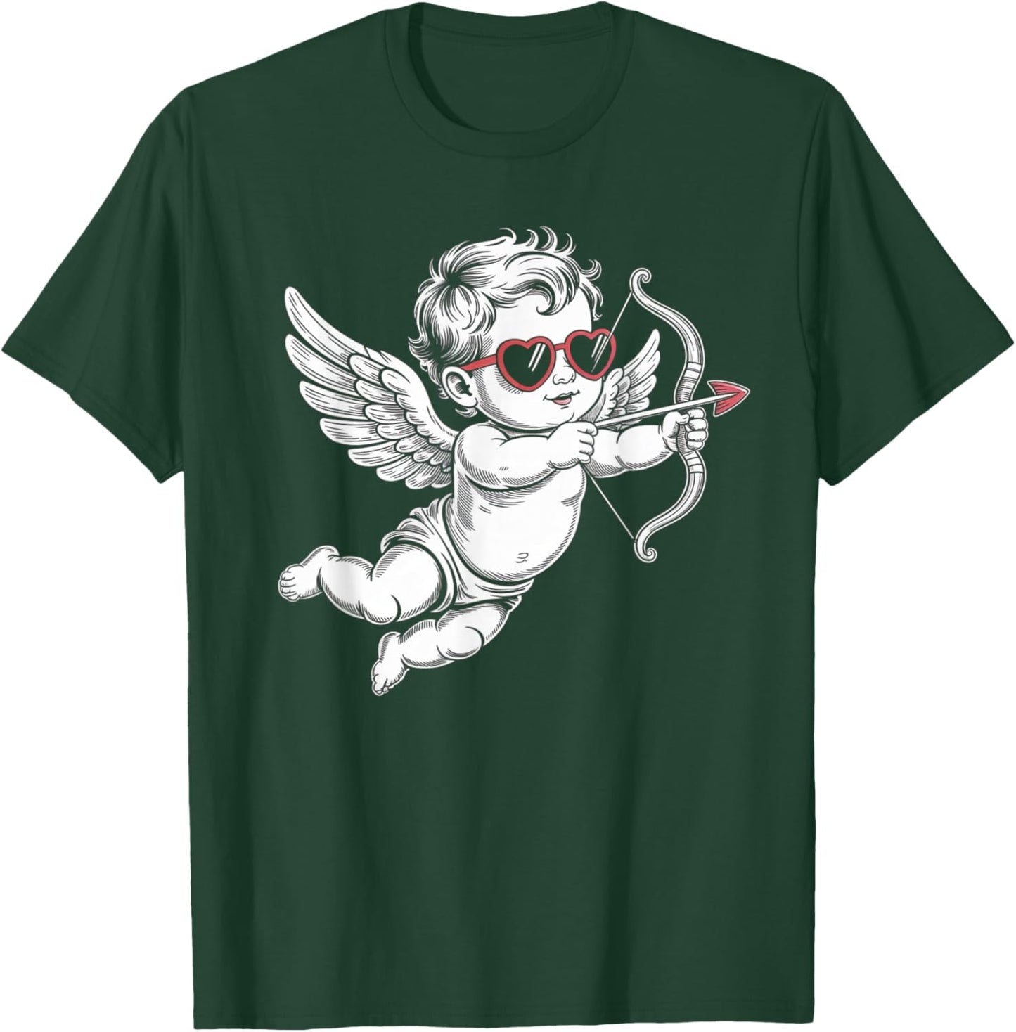 Valentines Day Cupid Angel with Heart Sunglasses T-Shirt - T-Shirt | Forest