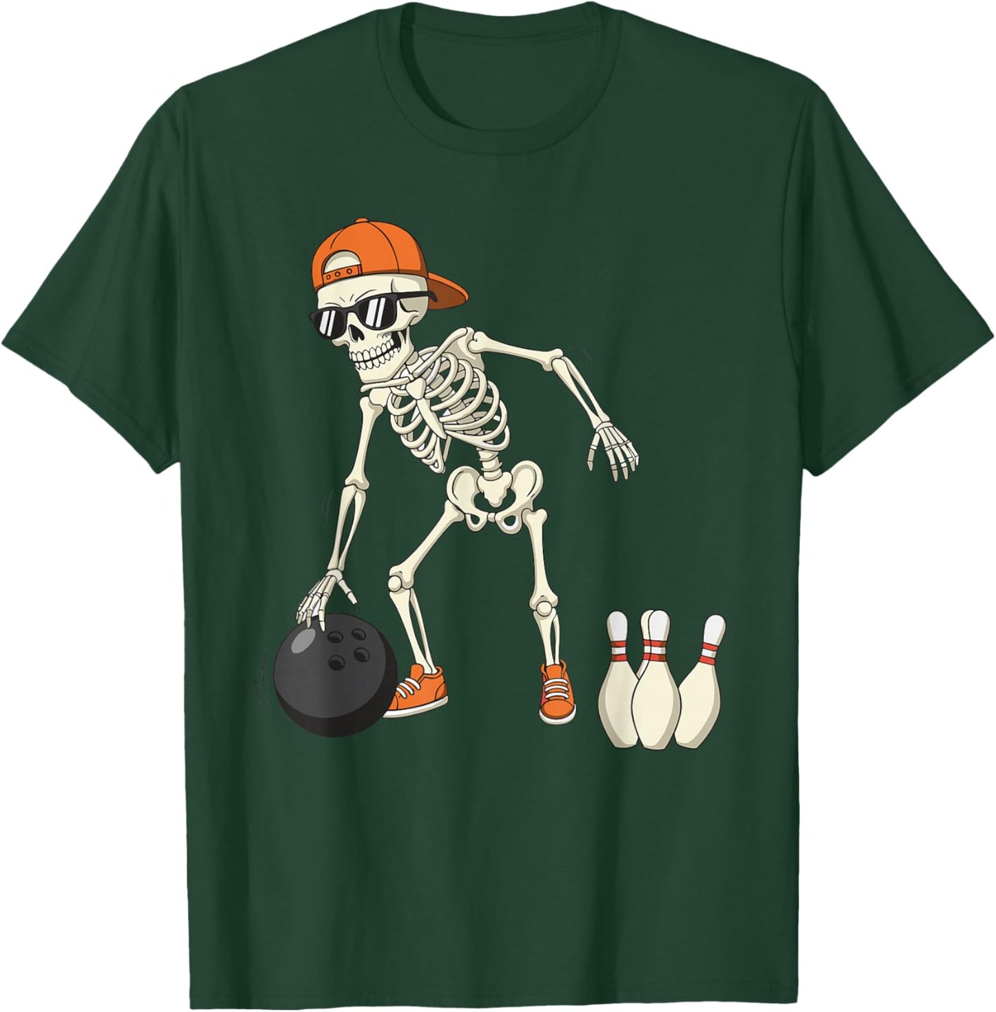 Halloween Skeleton Funny Bowling Lovers for Teens Boys Men T-Shirt - T-Shirt | Forest