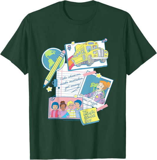 Kids The Magic School Bus Classroom Items Collage Retro Cartoon T-Shirt - T-Shirt | Forest