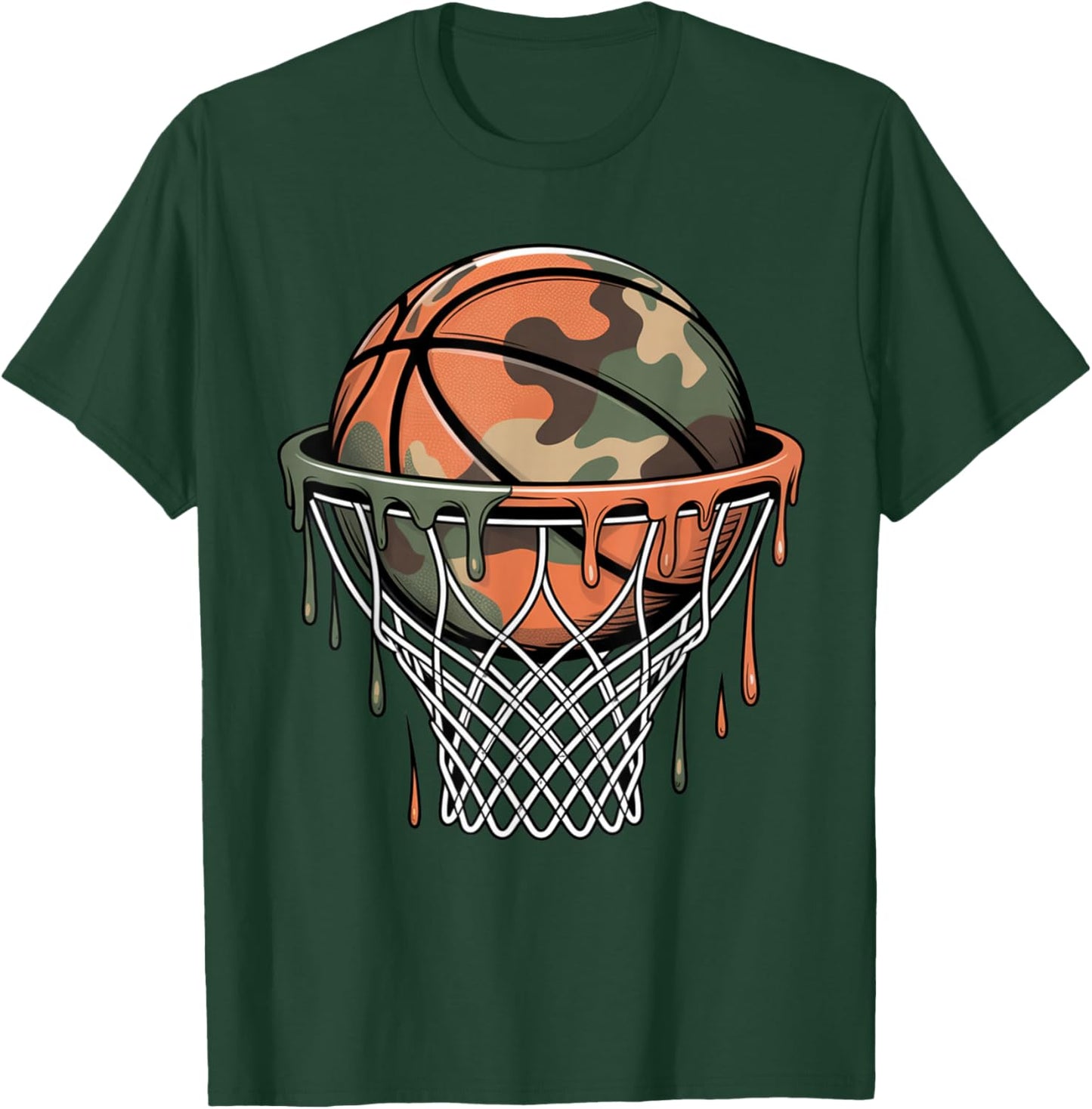 Camo Basketball Hoop Drip Camouflage Coquette Sport T-Shirt - T-Shirt | Forest