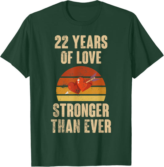 22 Years of Love Retro Vintage 22nd Wedding Anniversary T-Shirt - T-Shirt | Forest
