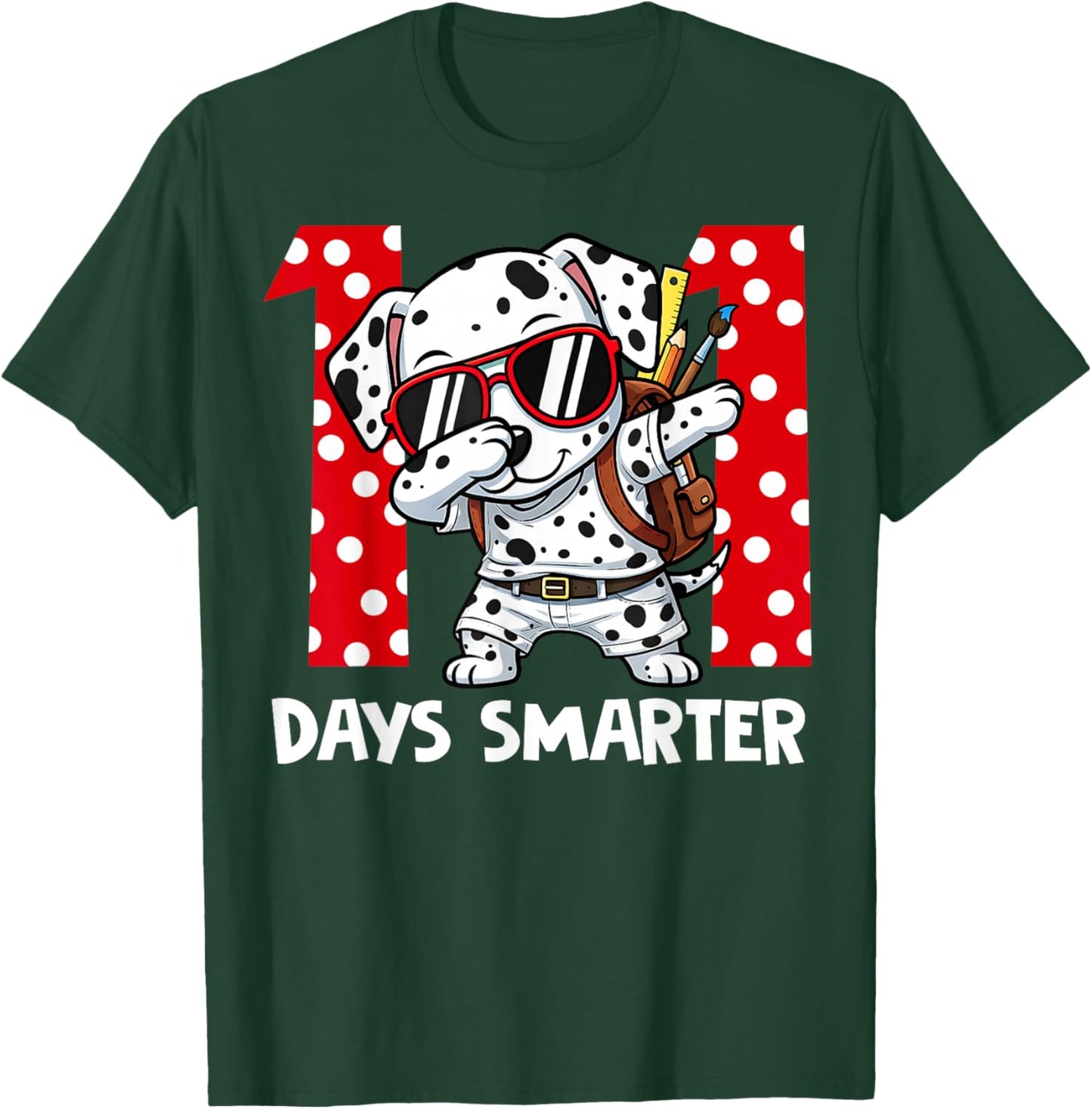 100 Days Smarter Cute Dalmatian Dog 100th Day of School Kids T-Shirt - T-Shirt | Forest