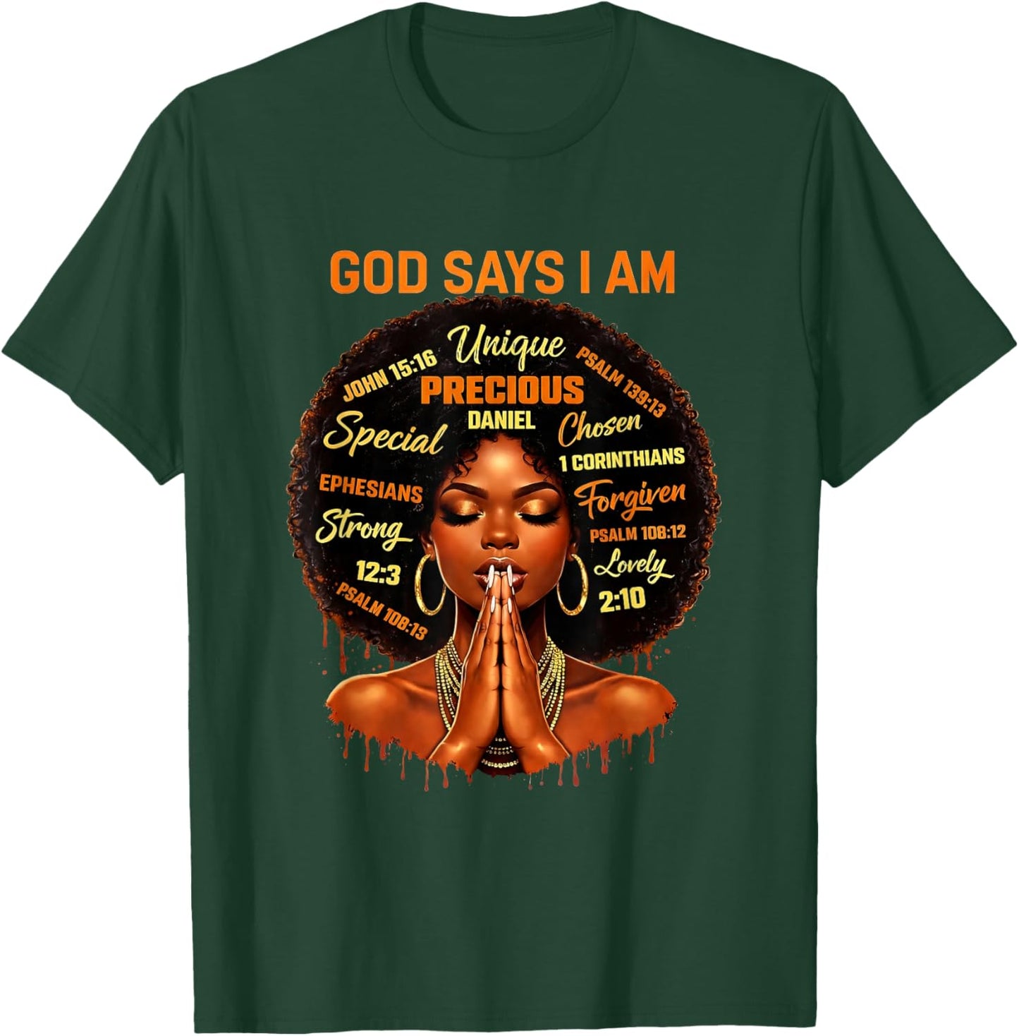 Faith God African American Black Women Christian Afro T-Shirt - T-Shirt | Forest