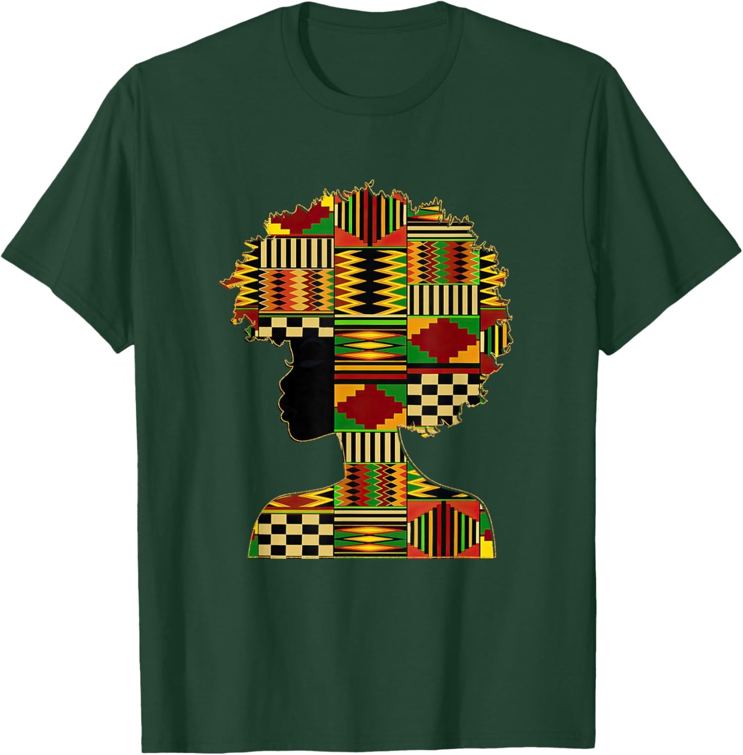 Black History Month Kente Afro Woman Girl African American T-Shirt - T-Shirt | Forest