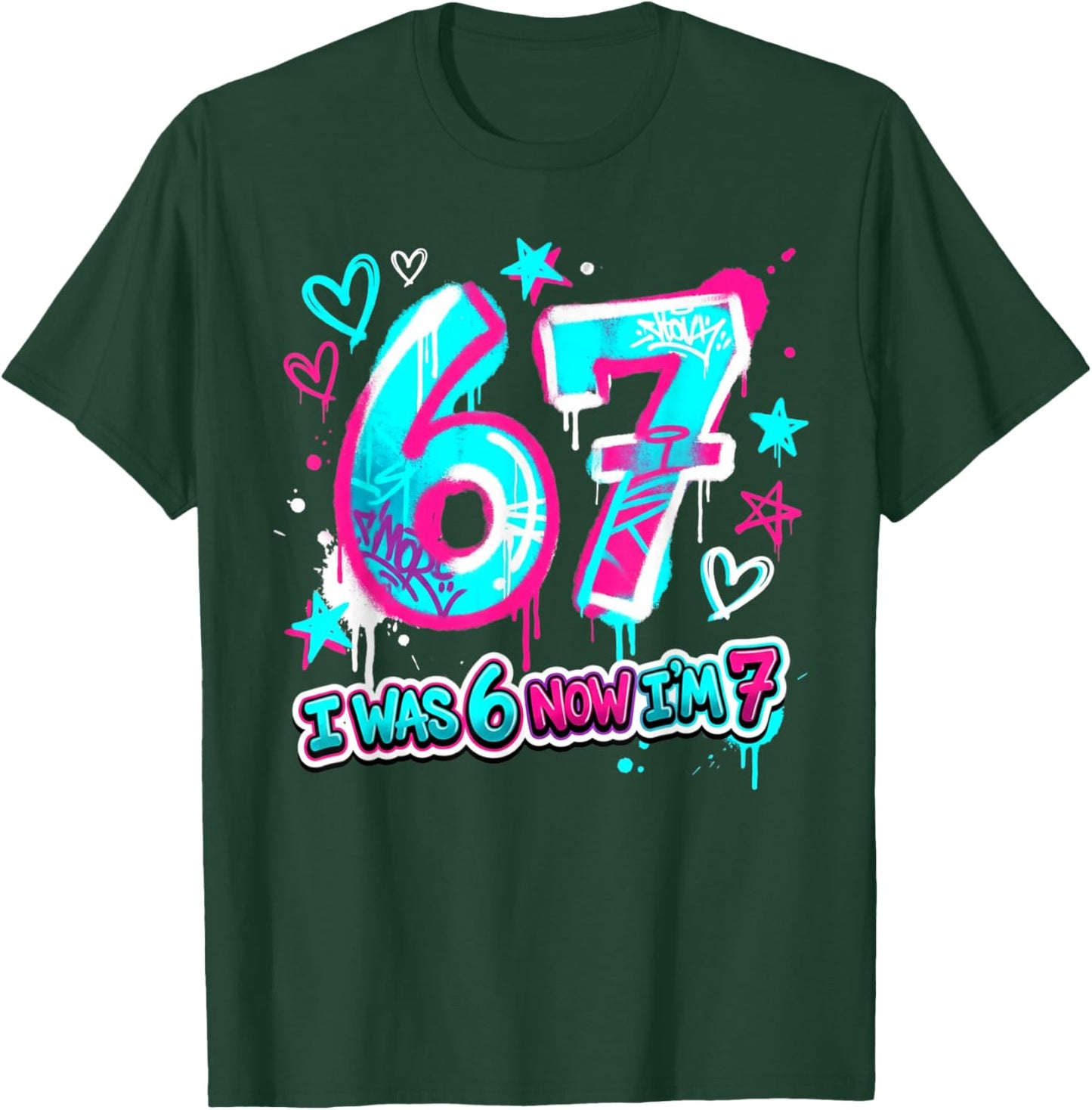 Six Seven Meme 7 Year Old Birthday Shirt was 6 Now I'm 7 T-Shirt - T-Shirt | Forest