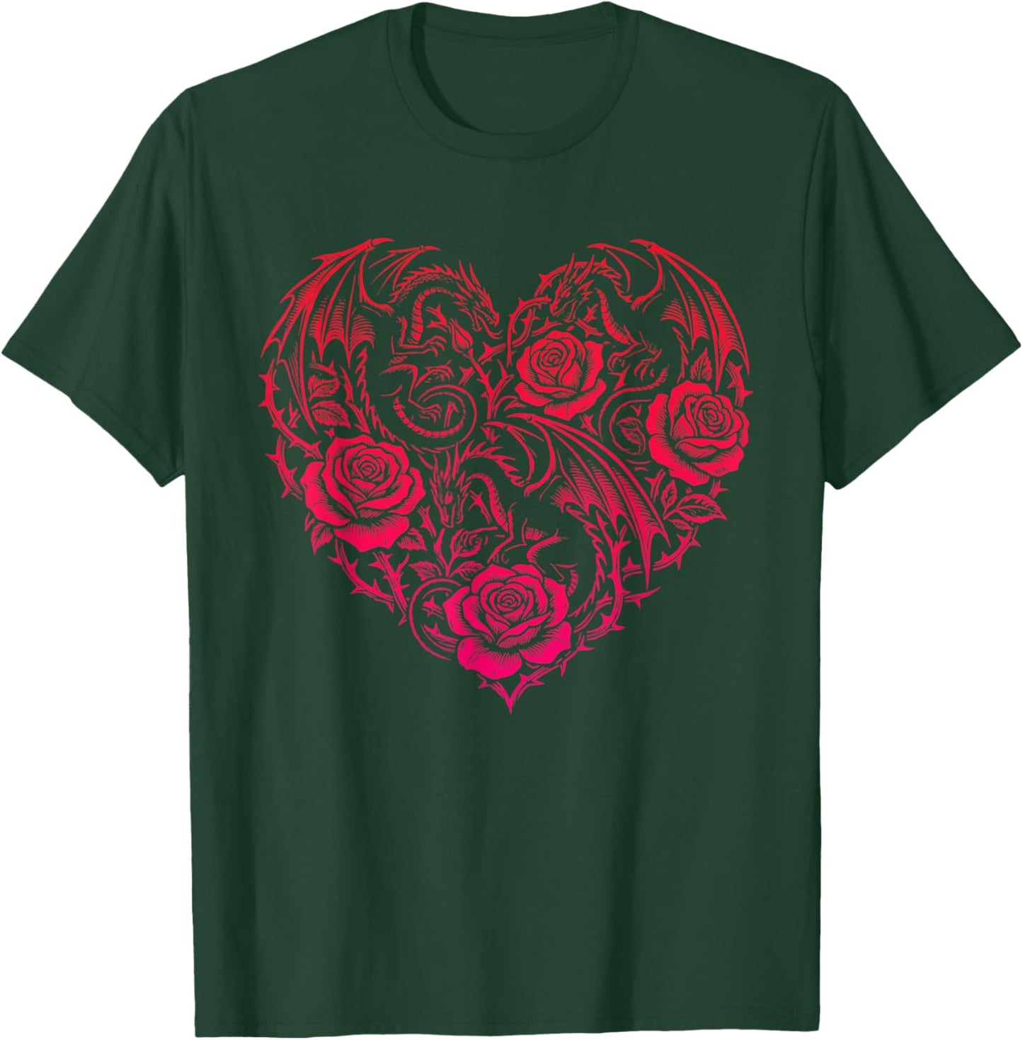 Heart Romantic Dragon Roses and Love T-Shirt - T-Shirt | Forest