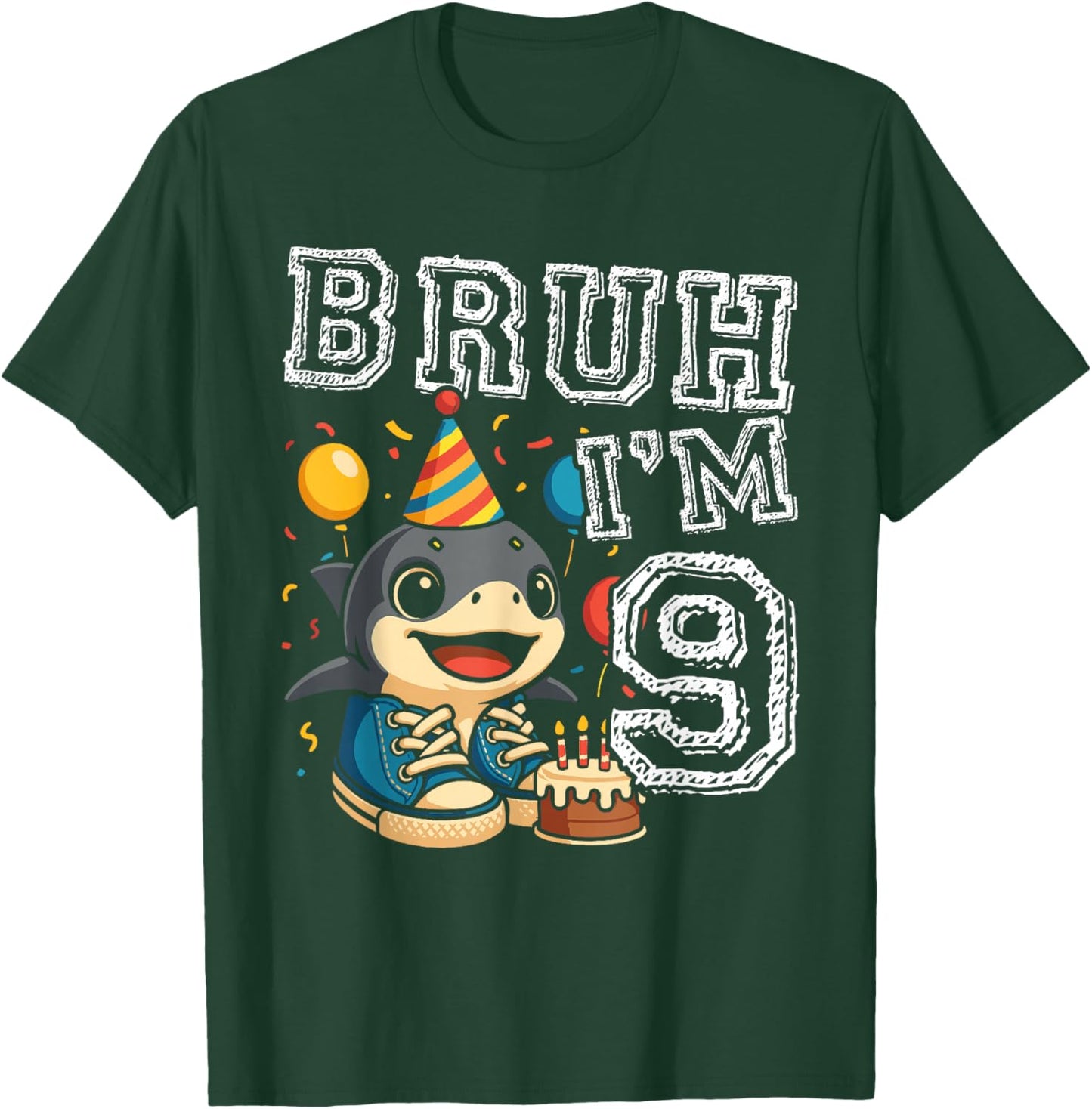 Italian Brainrot Bruh I'm 9 Age 9th Kids Boys Girls T-Shirt - T-Shirt | Forest