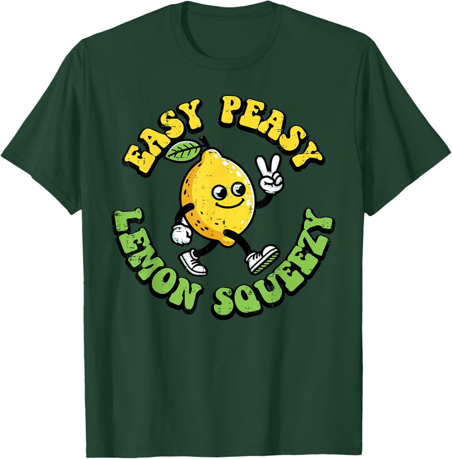 Easy Peasy Lemon Squeezy Peace Funny Saying Men Women Kids T-Shirt - T-Shirt | Forest