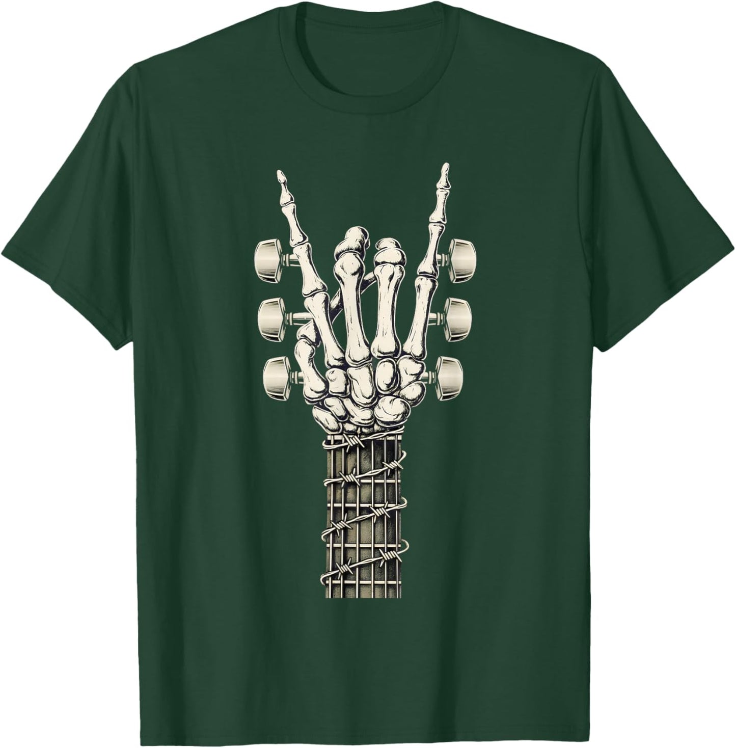 Skeleton Guitar Hand Rock On Guitarist Rock Band Music T-Shirt - T-Shirt | Forest