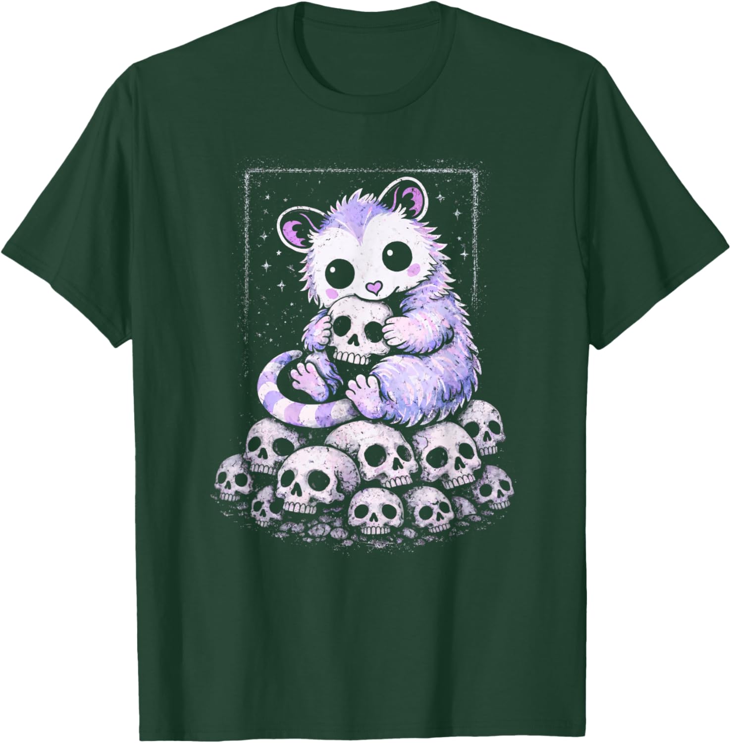 Opossum Creepy Cute Skulls Kawaii Pastel Goth Alt Aesthetic T-Shirt - T-Shirt | Forest