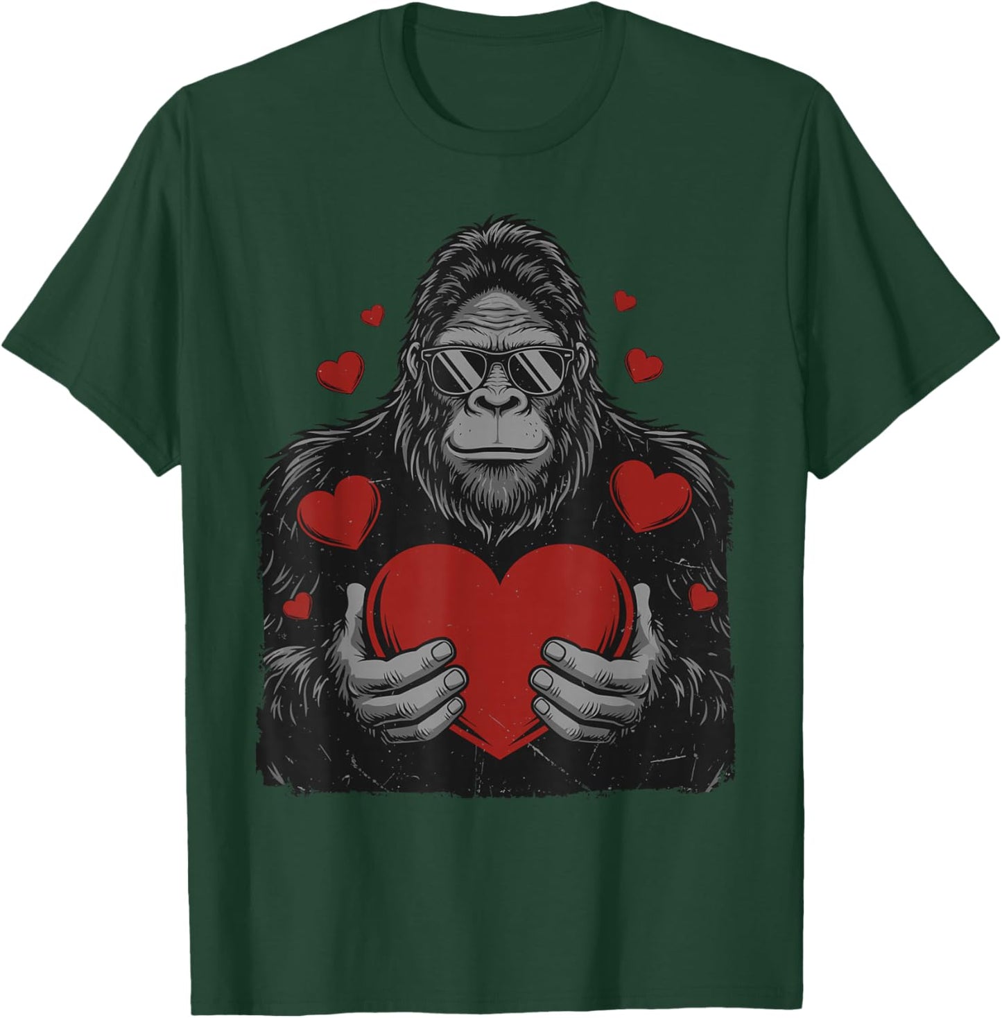 Sasquatch Valentines Bigfoot Heart Funny Valentines Day T-Shirt - T-Shirt | Forest