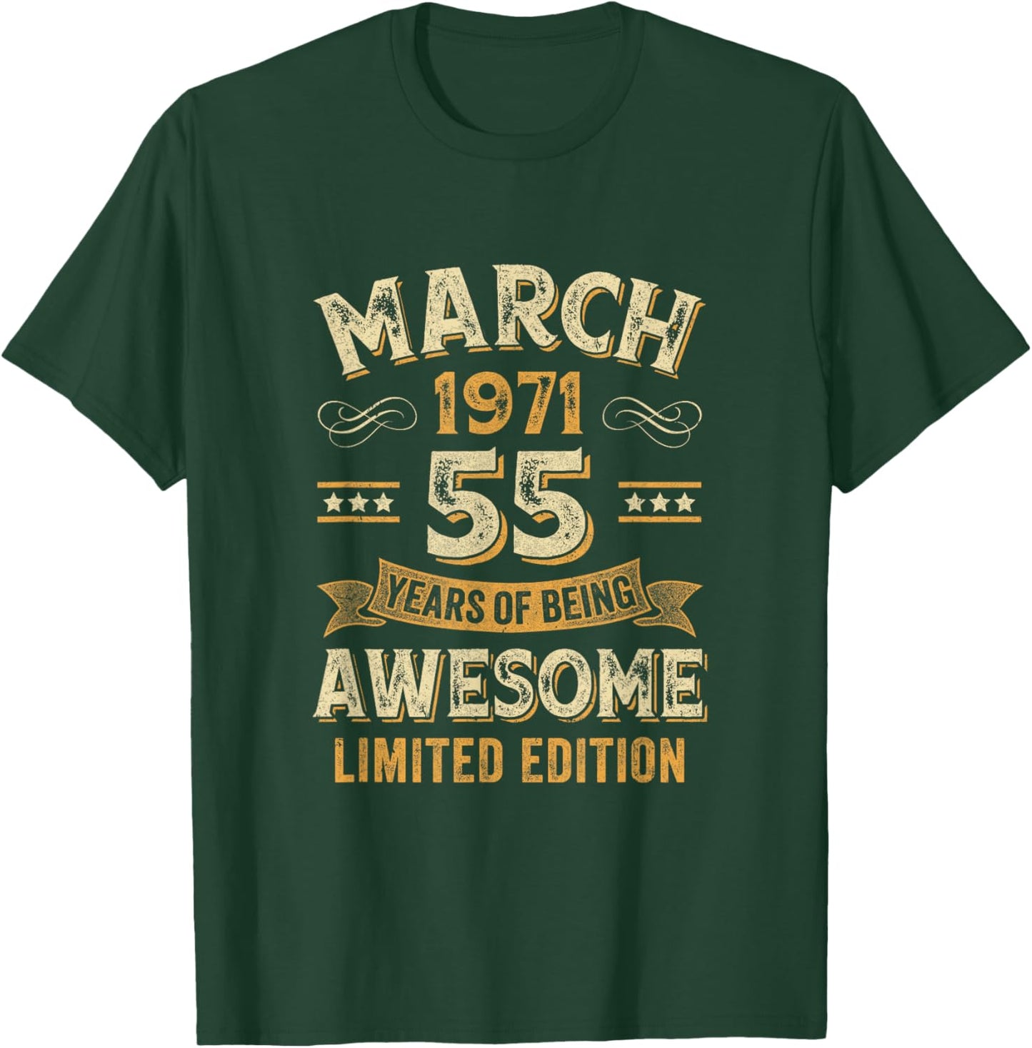 Awesome Vintage March 1971 55Th Birthday T-Shirt - T-Shirt | Forest