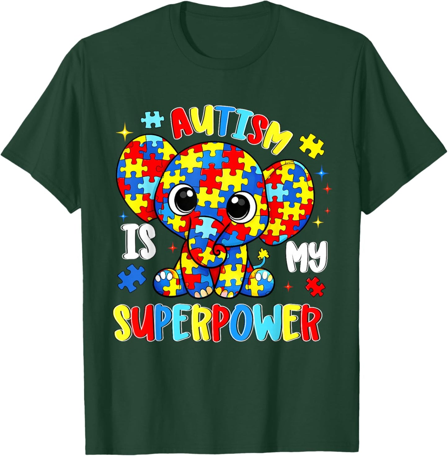 Autism Awareness is My Superpower Elephant Boy Girl Kid T-Shirt - T-Shirt | Forest