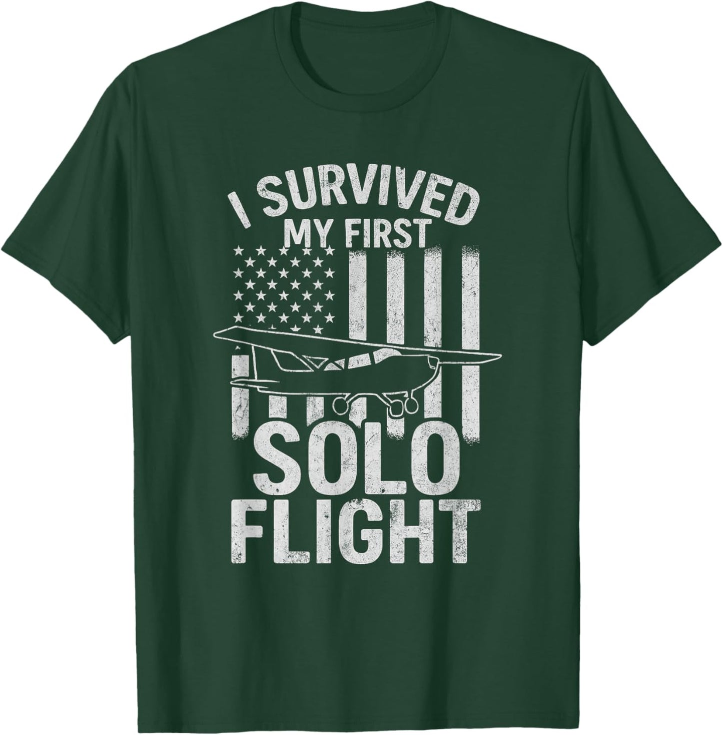 I Survived My First Solo Flight with USA Flag T-Shirt - T-Shirt | Forest