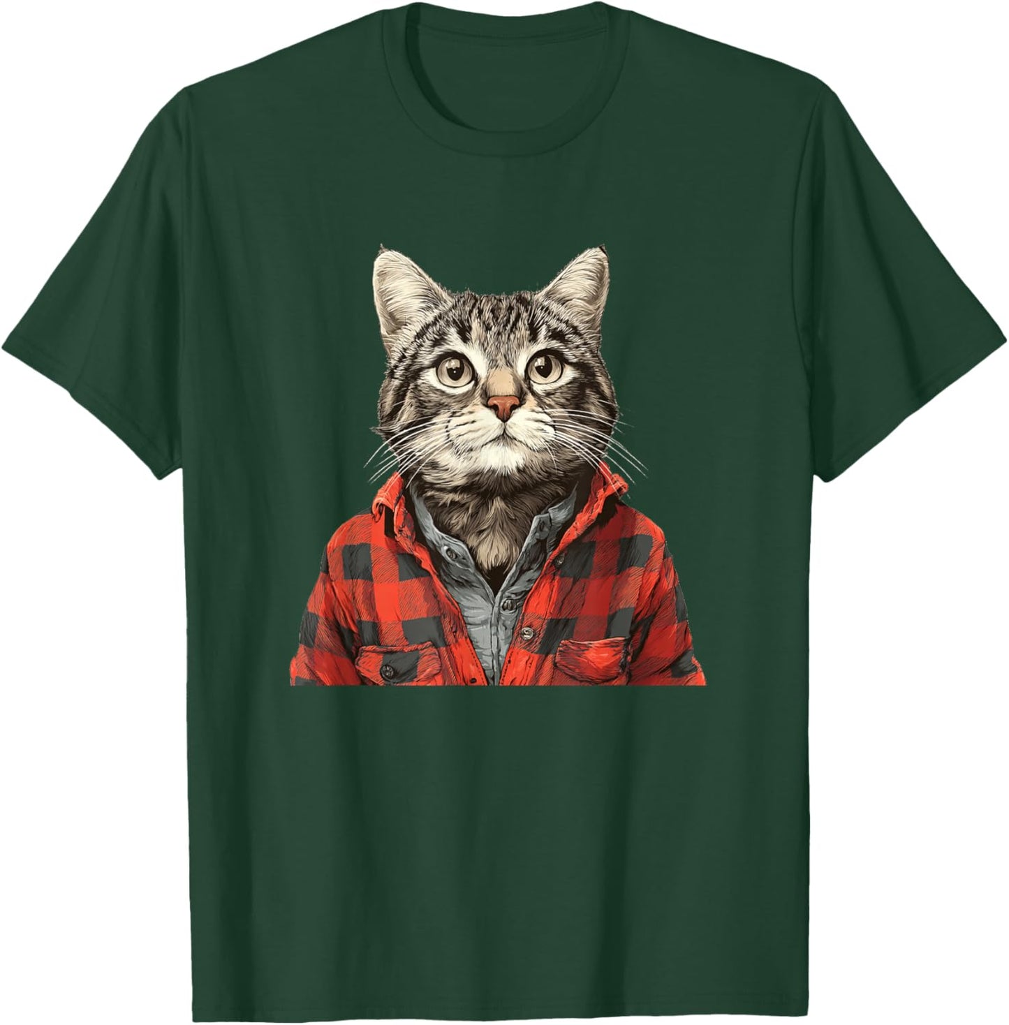 Awesome Flannel Cat Look T-Shirt - T-Shirt | Forest