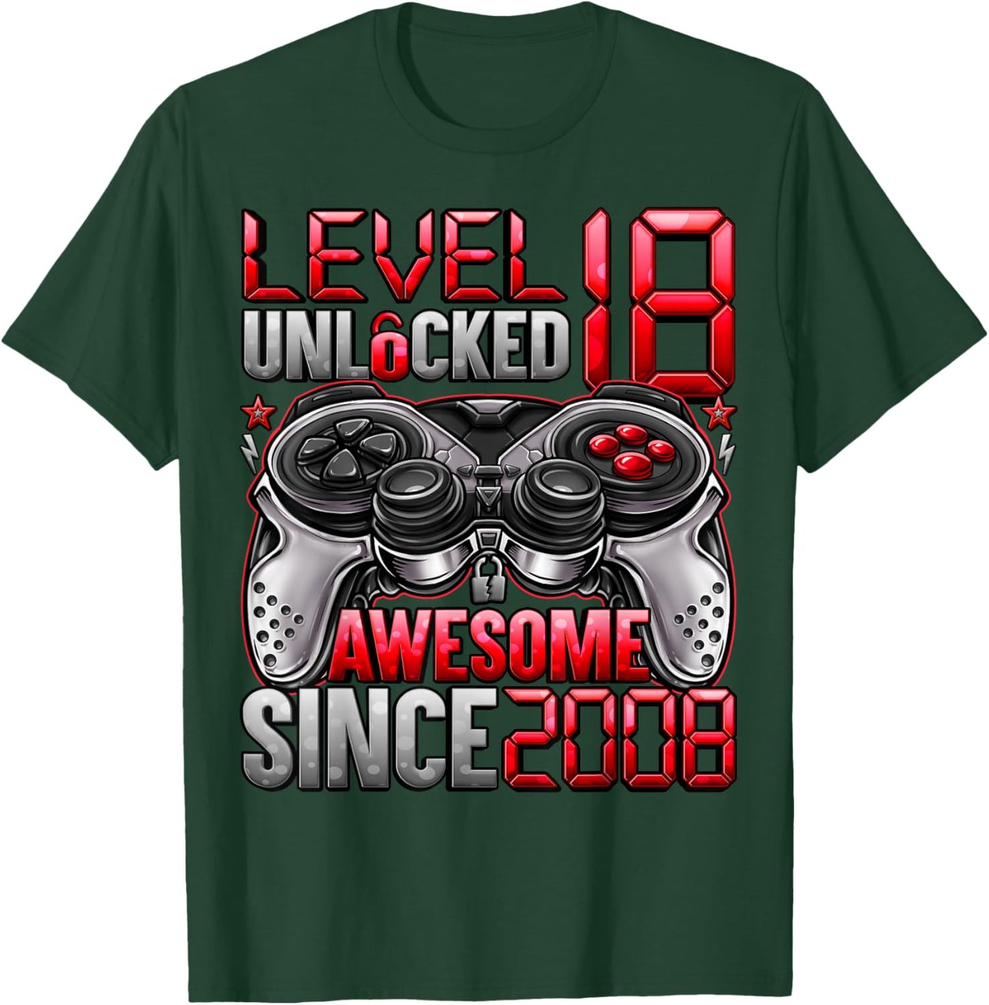 Level 18 Unlocked 18 Year Old Gifts Boys 18th Birthday Boy T-Shirt - T-Shirt | Forest