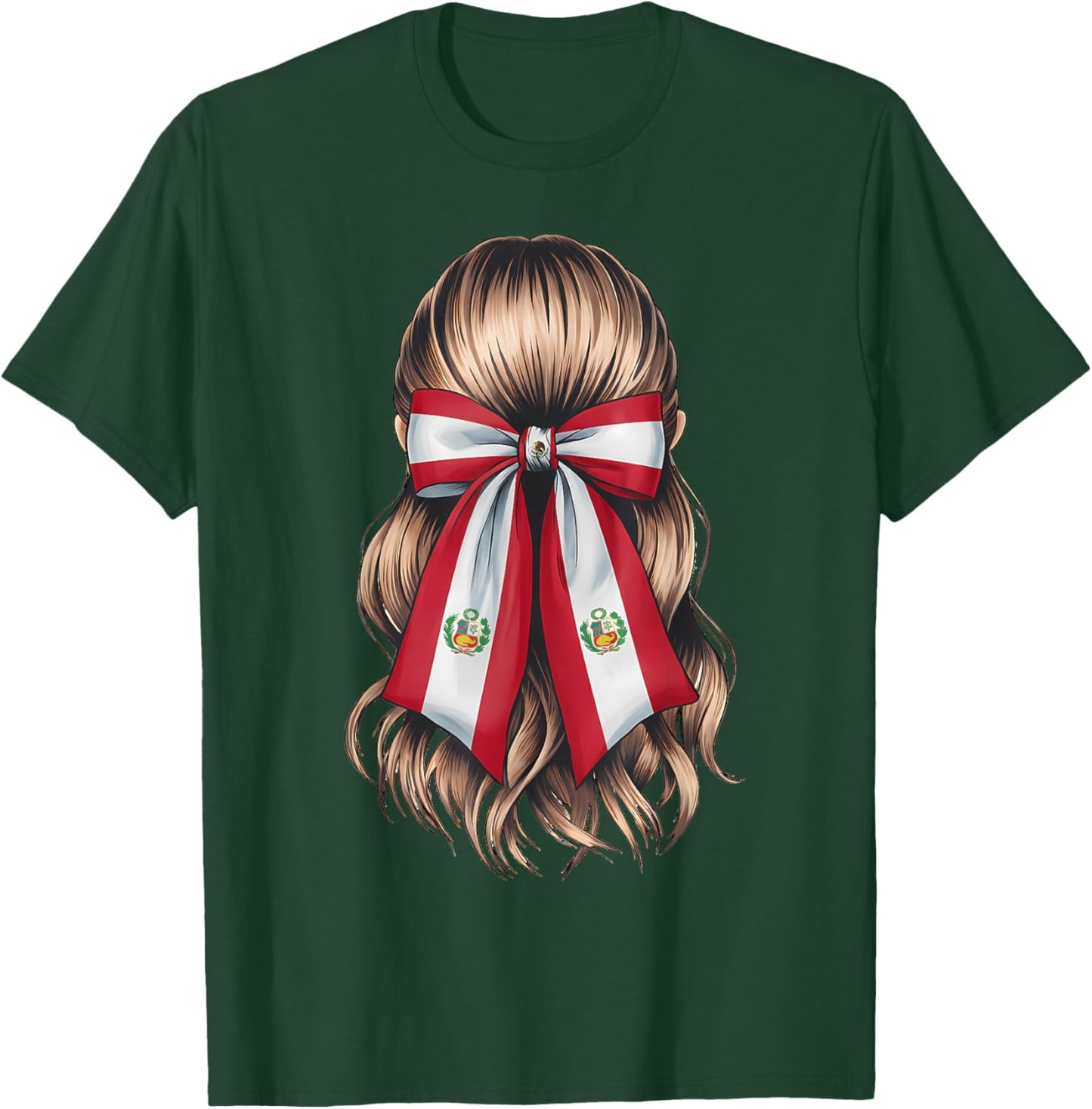 Peru Flag Coquette Bow Peruvian Flag Peruvian Pride T-Shirt - T-Shirt | Forest