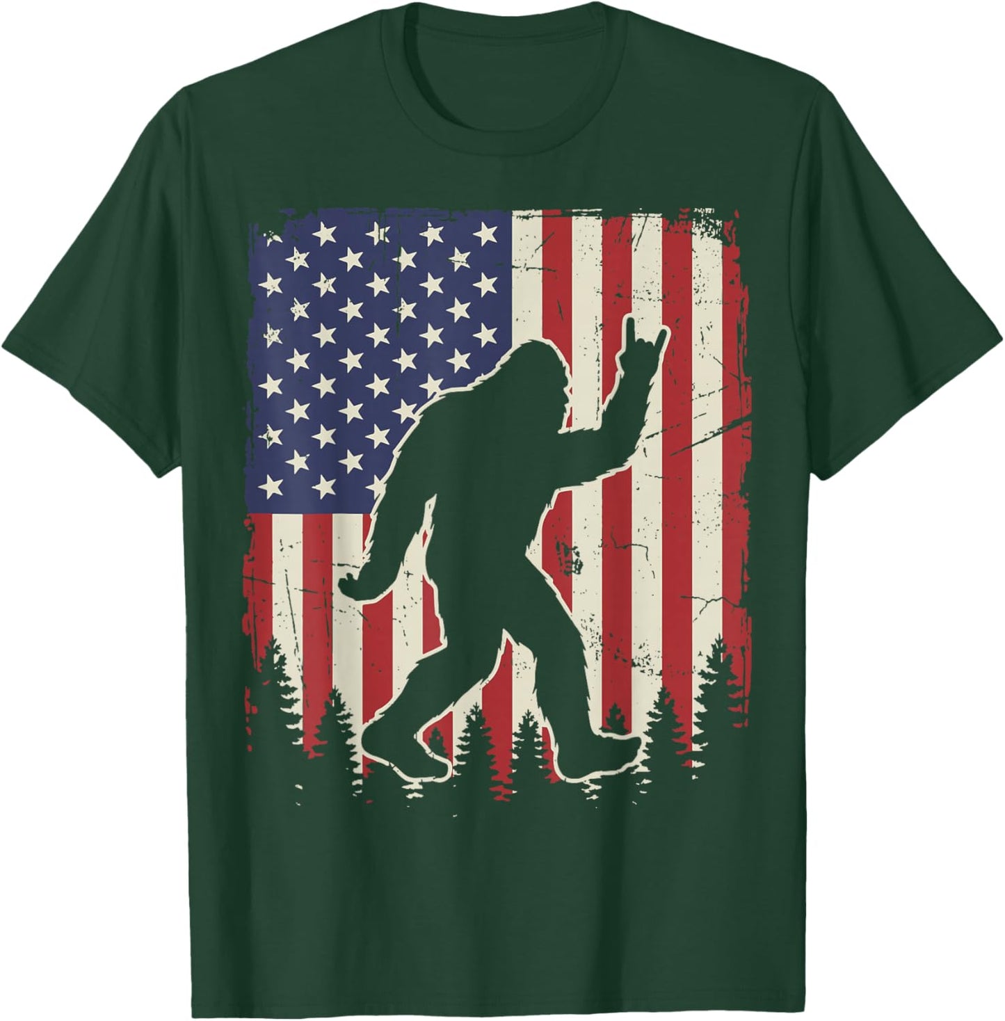 Bigfoot USA Flag T-Shirt - T-Shirt | Forest