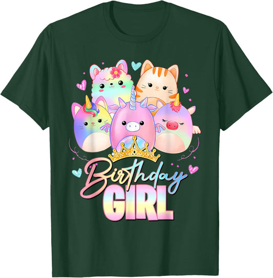 Cute Birthday Girl Squish Squad Funny Birthday Party Costume T-Shirt - T-Shirt | Forest