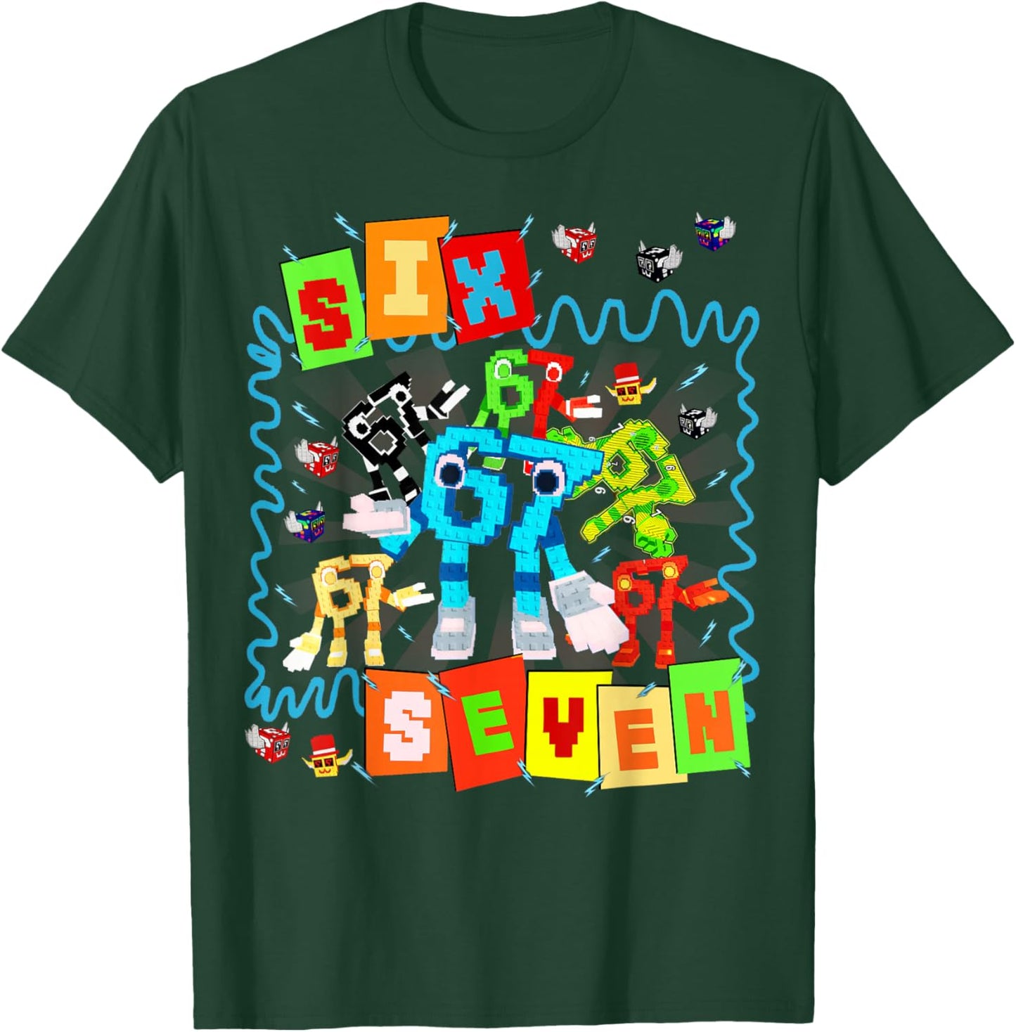 Six Seven 67 Brainrot Gaming Funny Gifts Boys Kids T-Shirt - T-Shirt | Forest