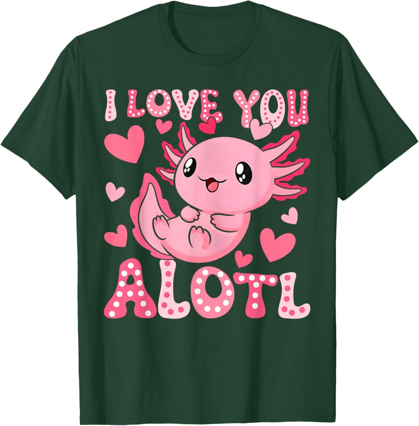 Cute I Love You Axolotl Valentine Day Women Girls Kids T-Shirt - T-Shirt | Forest