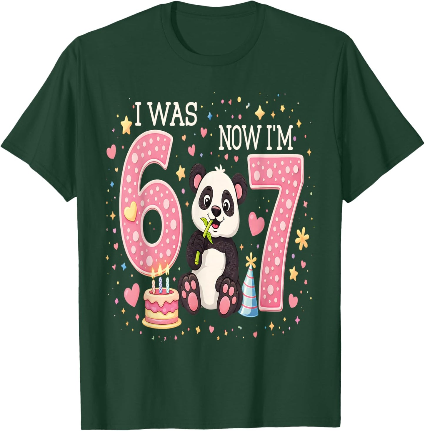 i was 6 Now im 7 Shirt Panda 6 7 Birthday Decorations 6 7 T-Shirt - T-Shirt | Forest