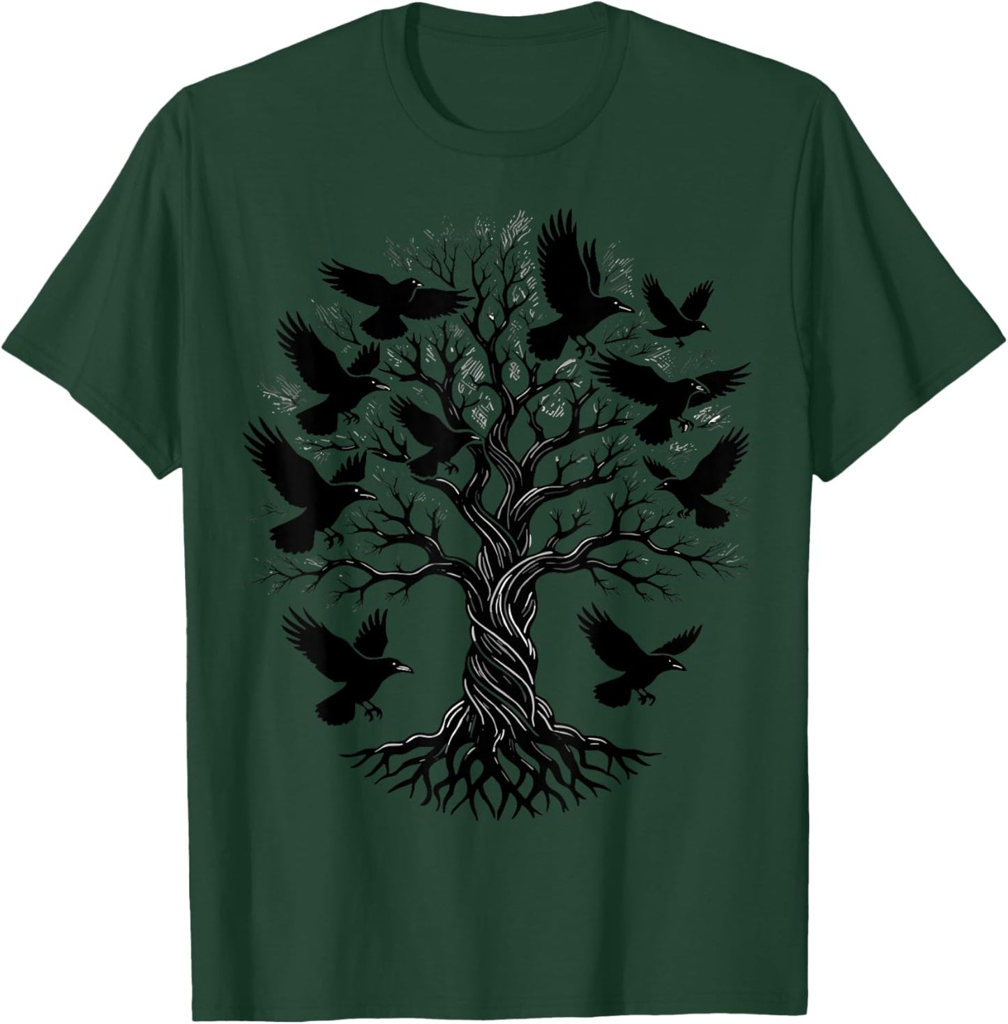 Gothic Raven Tree Retro T-Shirt - T-Shirt | Forest