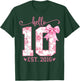 Hello Ten EST 2016 10th Birthday Coquette Bow 10 Year Girl T-Shirt - T-Shirt | Forest