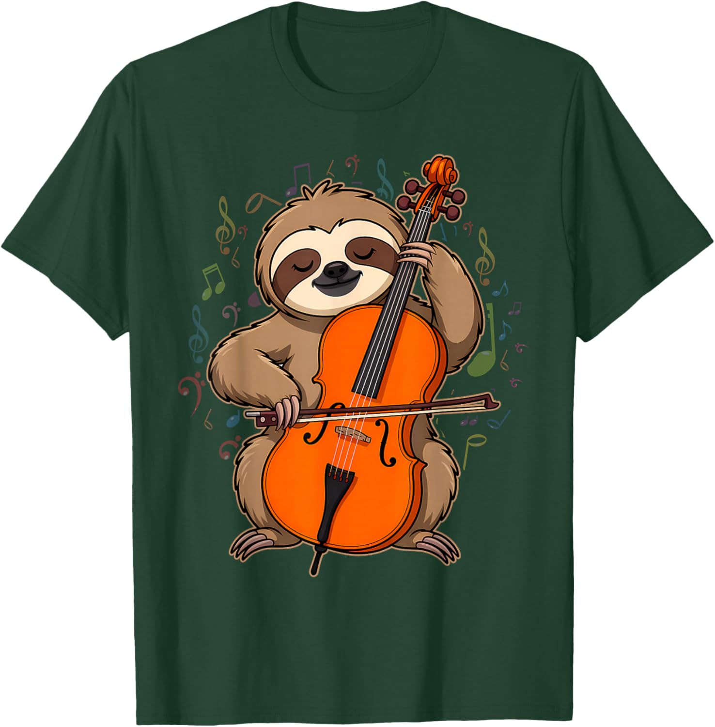 Cellist Sloth Cello Player Orchestra Music Animal T-Shirt - T-Shirt | Forest