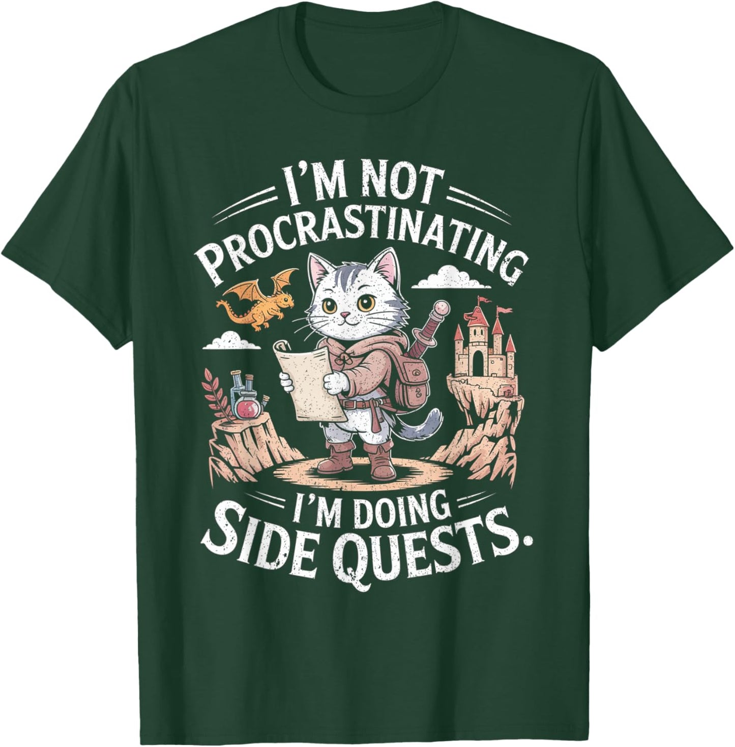 I'm Not Procrastinating I'm Doing Side Quests RPG Gamer T-Shirt - T-Shirt | Forest
